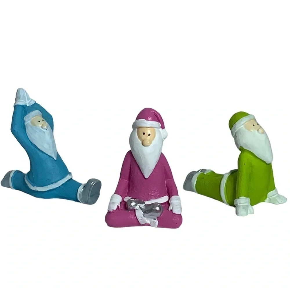 Santa Yoga Figures Gnome Christmas Gift Set Holiday Figures Set of 3 Piece Set